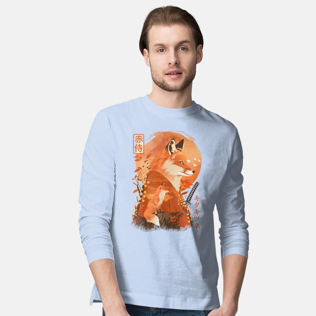 Red Fox Samurai-Mens-Long Sleeved-Tee-dandingeroz