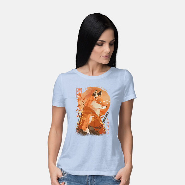 Red Fox Samurai-Womens-Basic-Tee-dandingeroz