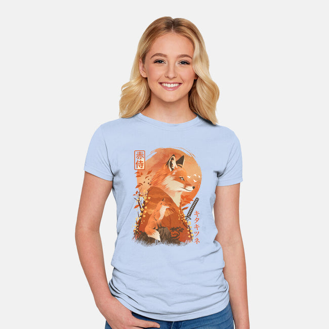 Red Fox Samurai-Womens-Fitted-Tee-dandingeroz