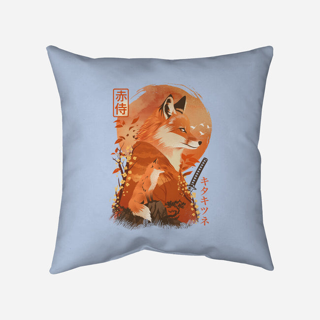 Red Fox Samurai-None-Non-Removable Cover w Insert-Throw Pillow-dandingeroz