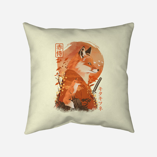 Red Fox Samurai-None-Non-Removable Cover w Insert-Throw Pillow-dandingeroz