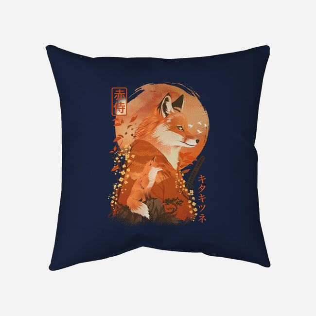 Red Fox Samurai-None-Non-Removable Cover w Insert-Throw Pillow-dandingeroz