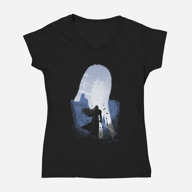 Evil Angel-Womens-V-Neck-Tee-Donnie