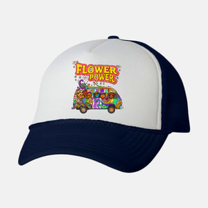 Flower Power Bus-Unisex-Trucker-Hat-drbutler