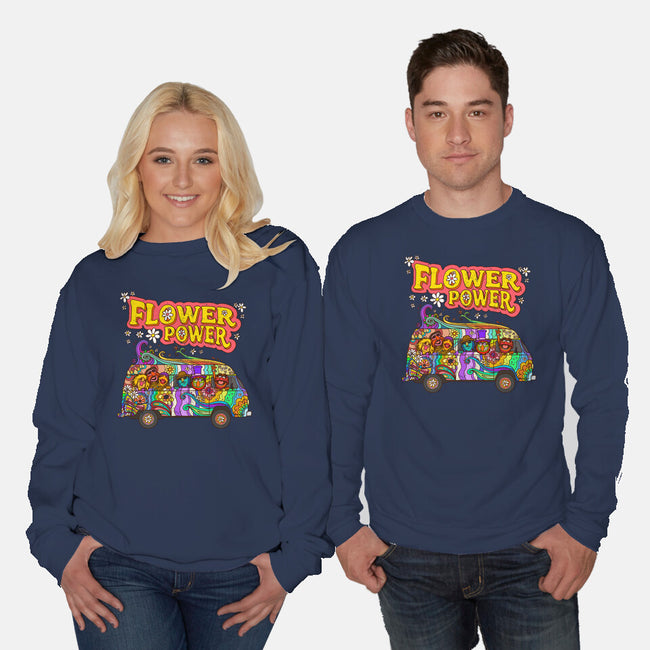 Flower Power Bus-Unisex-Crew Neck-Sweatshirt-drbutler