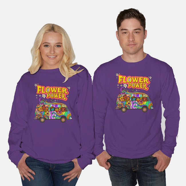 Flower Power Bus-Unisex-Crew Neck-Sweatshirt-drbutler