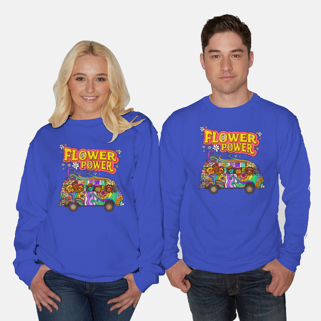 Flower Power Bus-Unisex-Crew Neck-Sweatshirt-drbutler