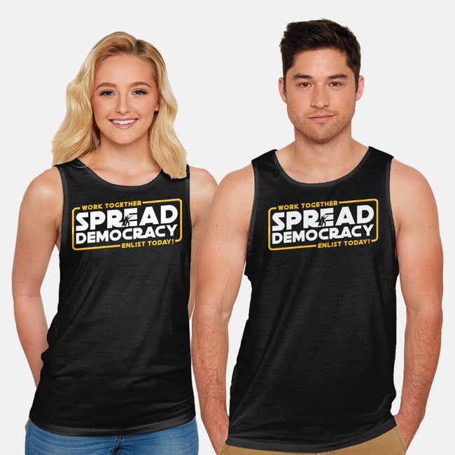 Spread Democracy-Unisex-Basic-Tank-rocketman_art