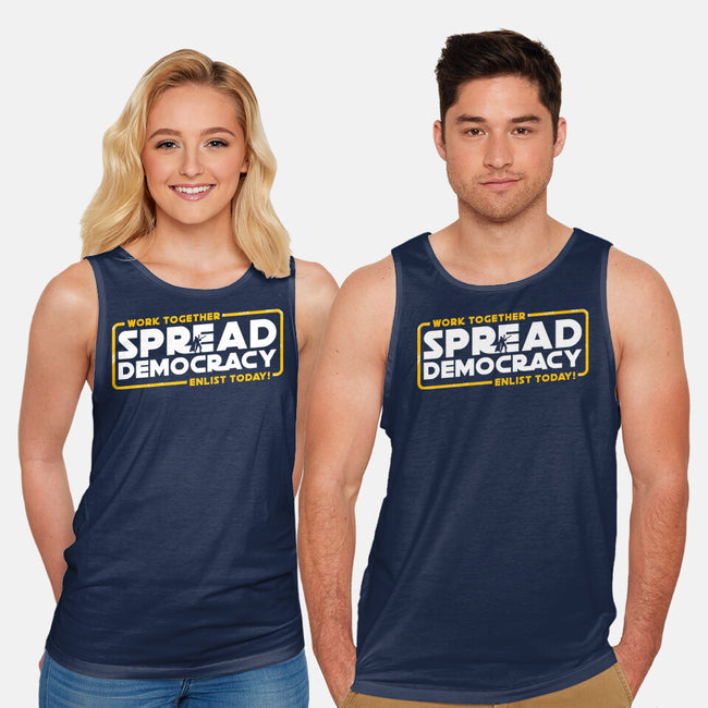 Spread Democracy-Unisex-Basic-Tank-rocketman_art