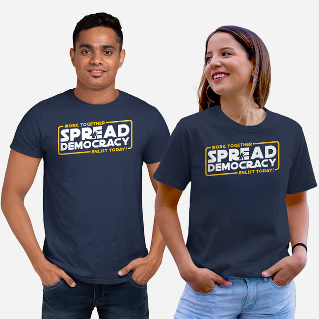 Spread Democracy-Unisex-Basic-Tee-rocketman_art