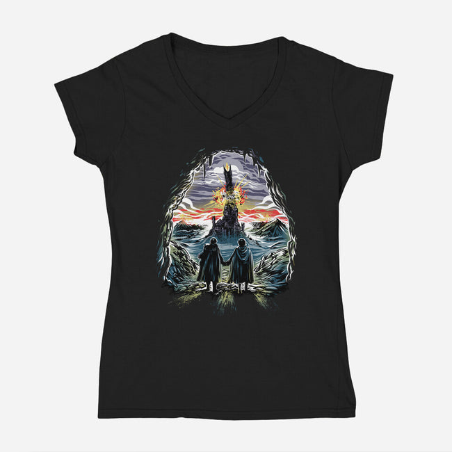 Project One Ring-Womens-V-Neck-Tee-zascanauta