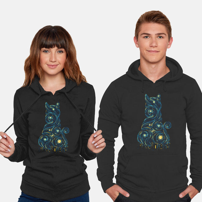 Rooftop Cat-Unisex-Pullover-Sweatshirt-sebasebi