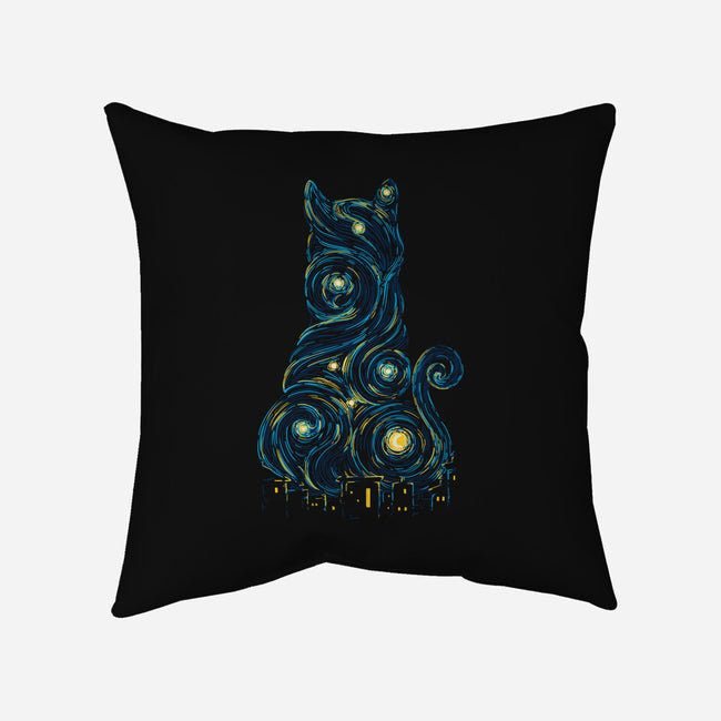 Rooftop Cat-None-Removable Cover-Throw Pillow-sebasebi