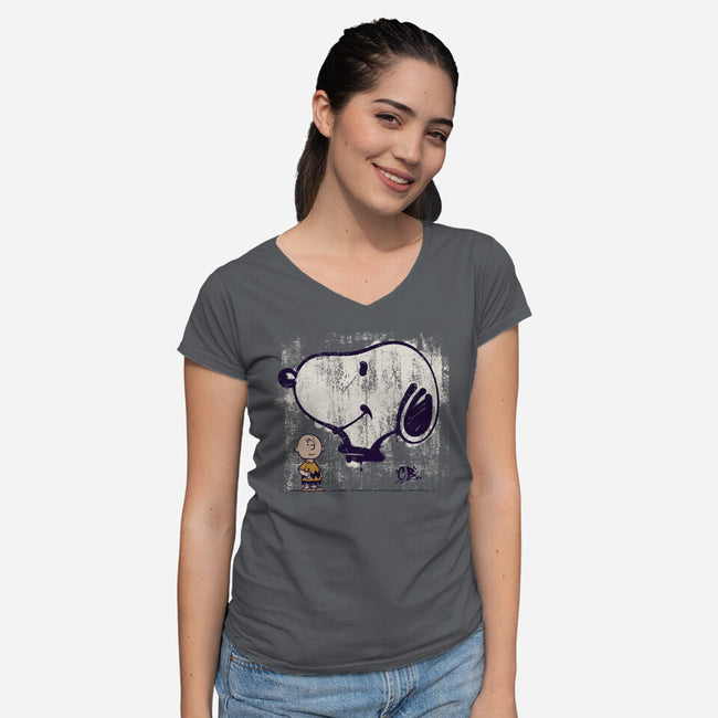 Friendly Graffiti-Womens-V-Neck-Tee-sebasebi