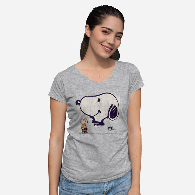 Friendly Graffiti-Womens-V-Neck-Tee-sebasebi