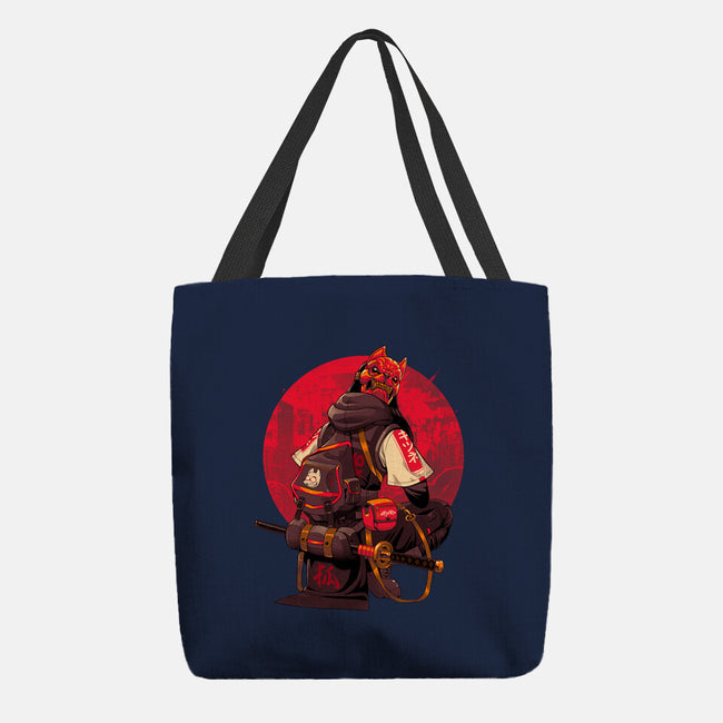 Red Kitsune Samurai-None-Basic Tote-Bag-Bruno Mota