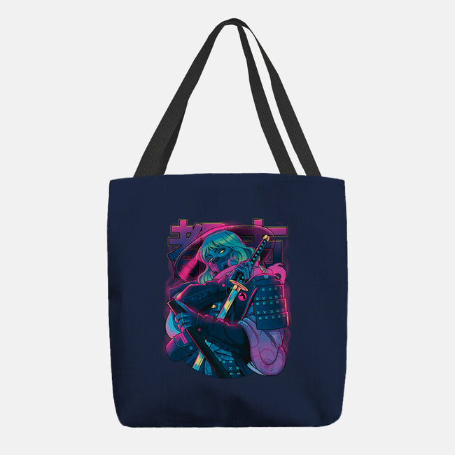 Cyber Neon Samurai-None-Basic Tote-Bag-Bruno Mota