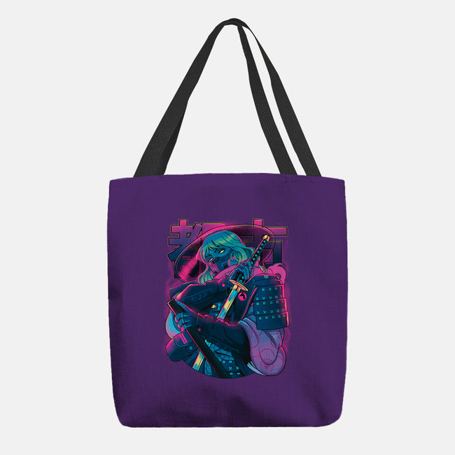 Cyber Neon Samurai-None-Basic Tote-Bag-Bruno Mota