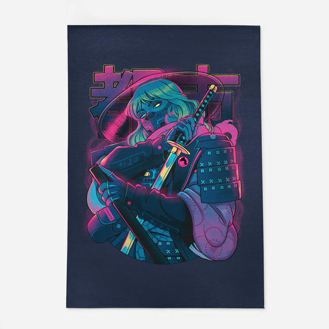 Cyber Neon Samurai-None-Outdoor-Rug-Bruno Mota