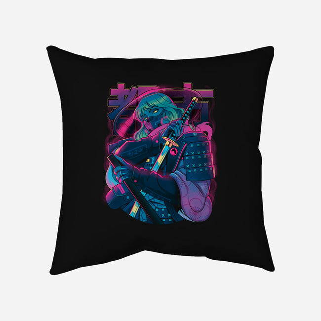 Cyber Neon Samurai-None-Non-Removable Cover w Insert-Throw Pillow-Bruno Mota