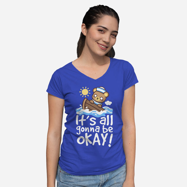 It's All Gonna Be Okay-Womens-V-Neck-Tee-NemiMakeit