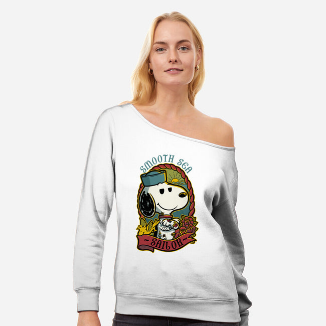 Beagle Sailor Tattoo-Womens-Off Shoulder-Sweatshirt-Studio Mootant