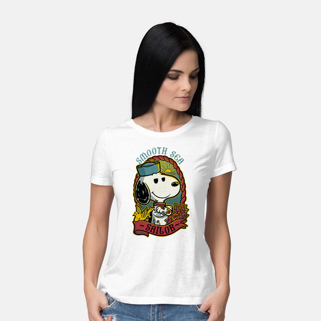 Beagle Sailor Tattoo-Womens-Basic-Tee-Studio Mootant