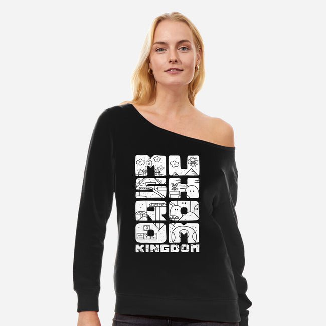 A Mushroom Kingdom-Womens-Off Shoulder-Sweatshirt-Aarons Art Room