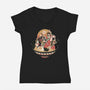 Noodle Fight-Womens-V-Neck-Tee-momma_gorilla