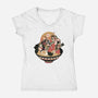 Noodle Fight-Womens-V-Neck-Tee-momma_gorilla