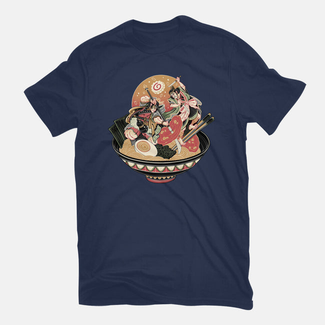 Noodle Fight-Womens-Basic-Tee-momma_gorilla