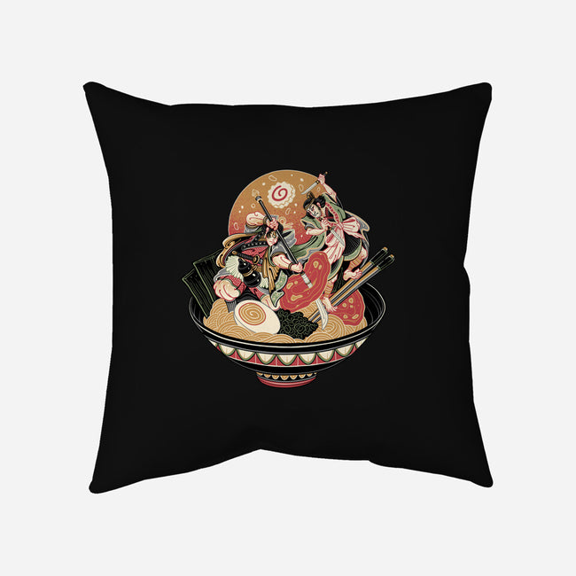 Noodle Fight-None-Non-Removable Cover w Insert-Throw Pillow-momma_gorilla