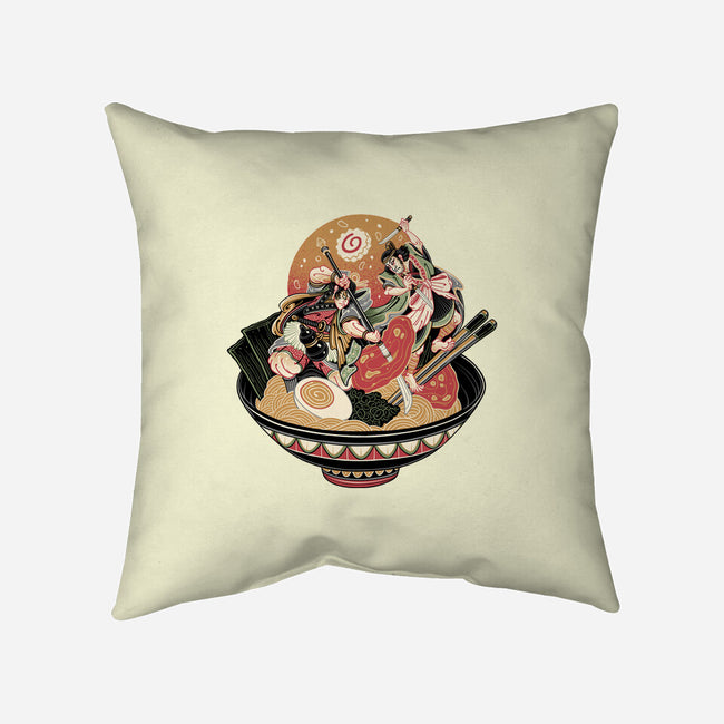 Noodle Fight-None-Non-Removable Cover w Insert-Throw Pillow-momma_gorilla