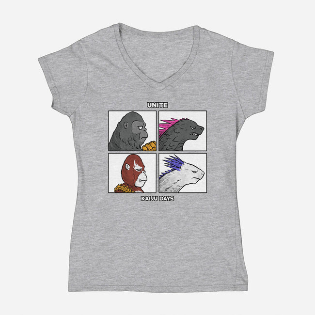 Kaiju Days-Womens-V-Neck-Tee-spoilerinc