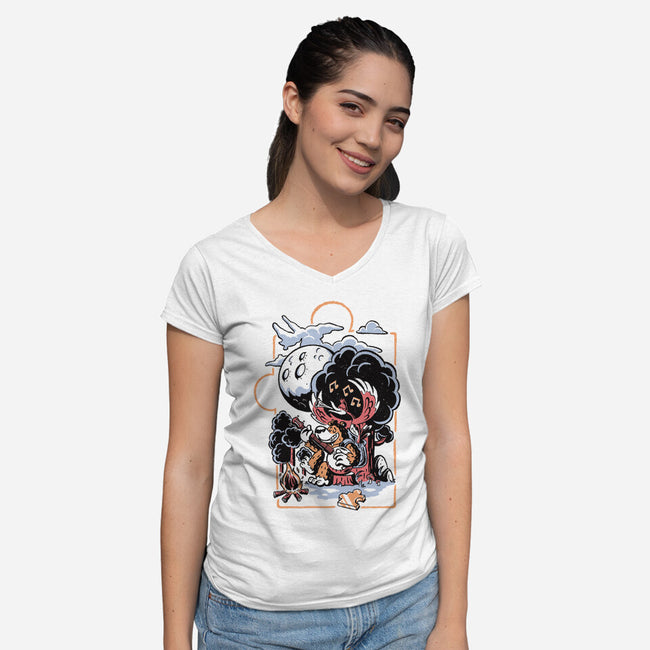 Moonlight Duet-Womens-V-Neck-Tee-Henrique Torres