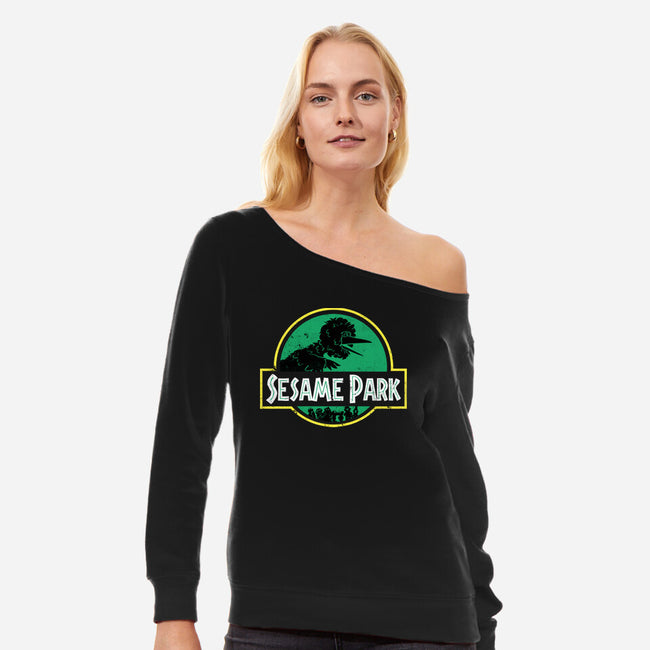 Sesame Park-Womens-Off Shoulder-Sweatshirt-sebasebi