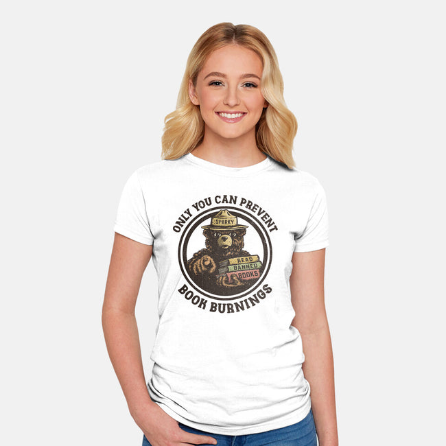 Only You Can Prevent Book Burnings-Womens-Fitted-Tee-kg07
