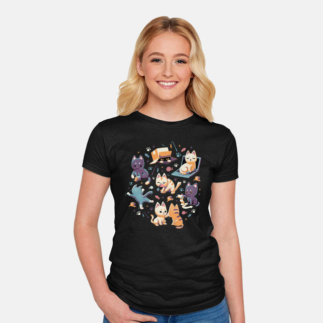 Naughty Cats-Womens-Fitted-Tee-Geekydog