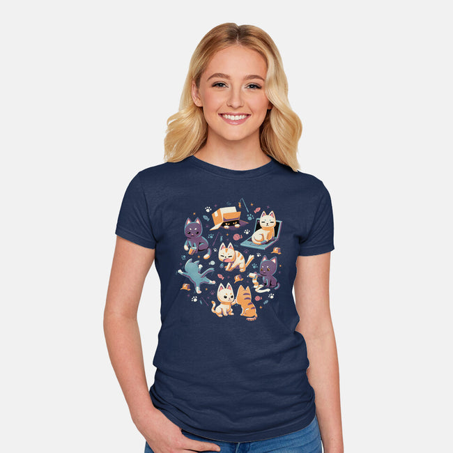 Naughty Cats-Womens-Fitted-Tee-Geekydog