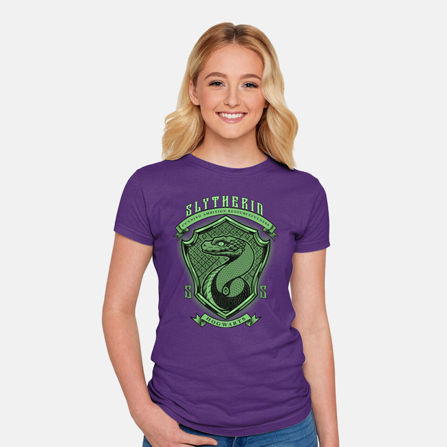 Green Snake Emblem-Womens-Fitted-Tee-Astrobot Invention