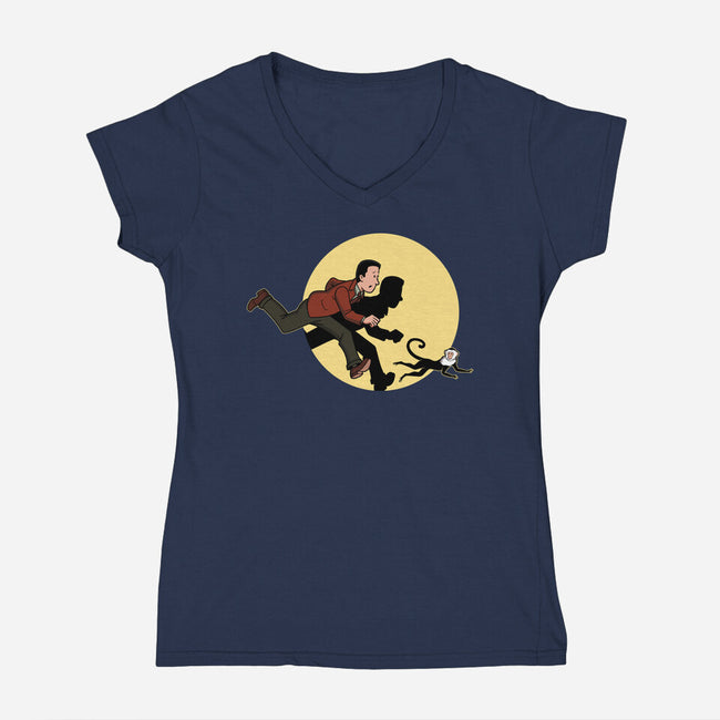 The Adventures Of Ross And Marcel-Womens-V-Neck-Tee-jasesa