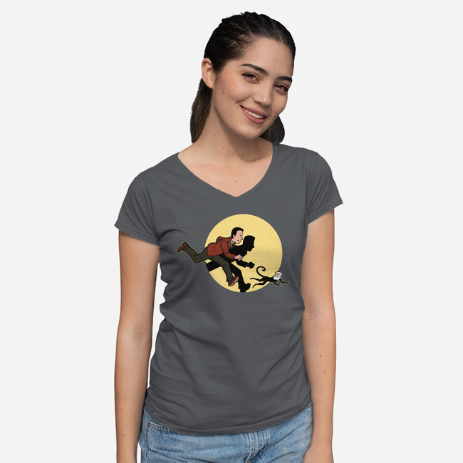 The Adventures Of Ross And Marcel-Womens-V-Neck-Tee-jasesa