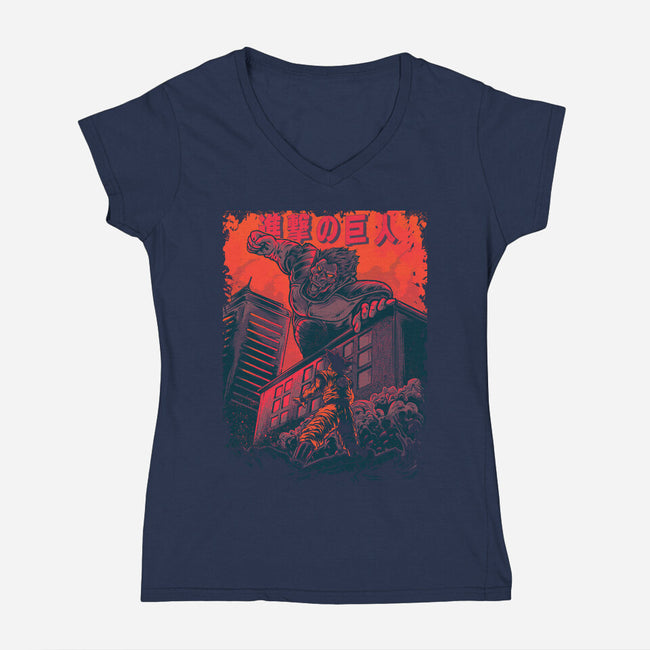 Attack On Titan-Womens-V-Neck-Tee-Gleydson Barboza