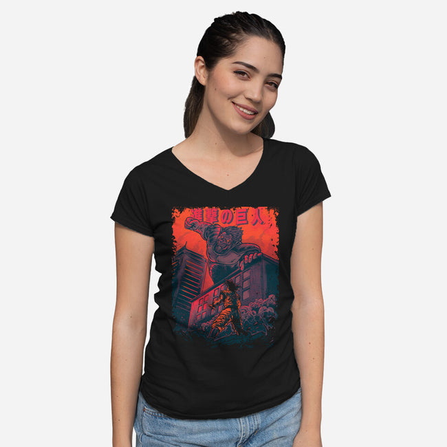 Attack On Titan-Womens-V-Neck-Tee-Gleydson Barboza