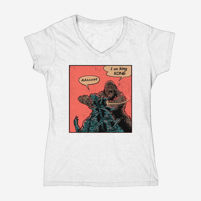 King Of Skull Island-Womens-V-Neck-Tee-Gleydson Barboza