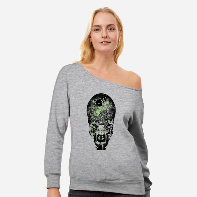 Xenomorph Space-Womens-Off Shoulder-Sweatshirt-dalethesk8er