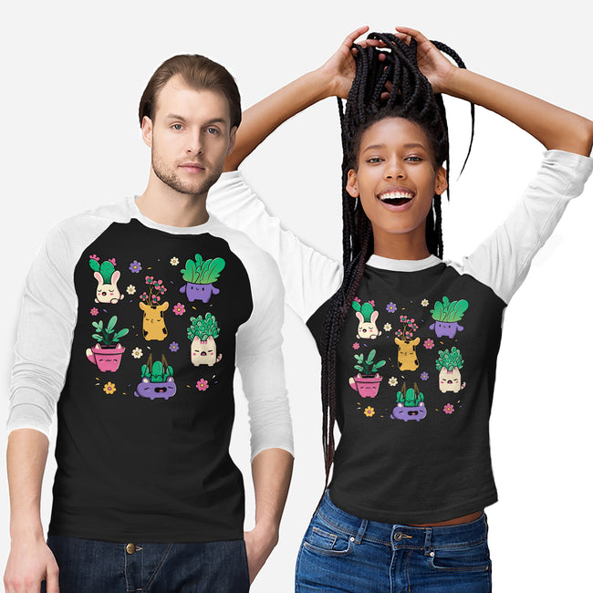 Happy Plants Kawaii-Unisex-Baseball-Tee-tobefonseca