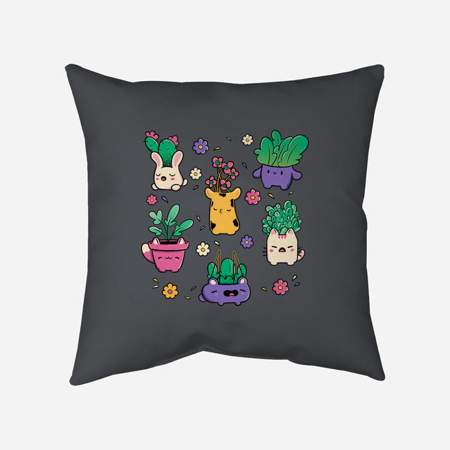 Happy Plants Kawaii-None-Removable Cover-Throw Pillow-tobefonseca