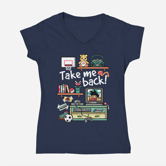 Take Me Back To My Childhood Days-Womens-V-Neck-Tee-NemiMakeit