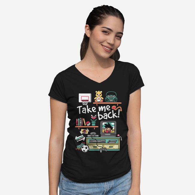 Take Me Back To My Childhood Days-Womens-V-Neck-Tee-NemiMakeit